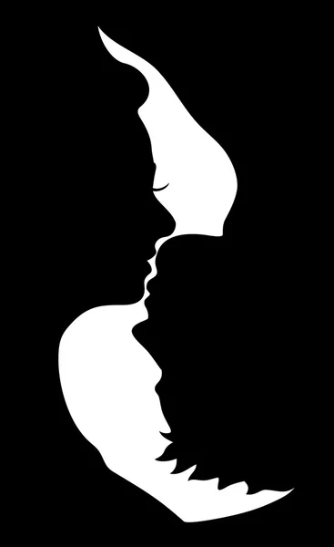 Silhouette des küssenden Paares — Stockvektor