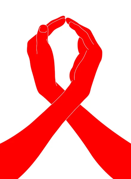 AIDS Awareness Ribbon from the hands of — Stock Vector