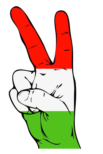 ハンガリーの旗のピースサイン — ストックベクタ