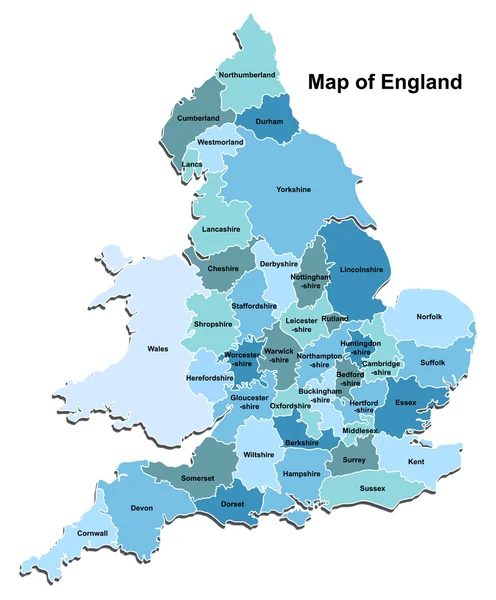 Carte de l'Angleterre — Image vectorielle