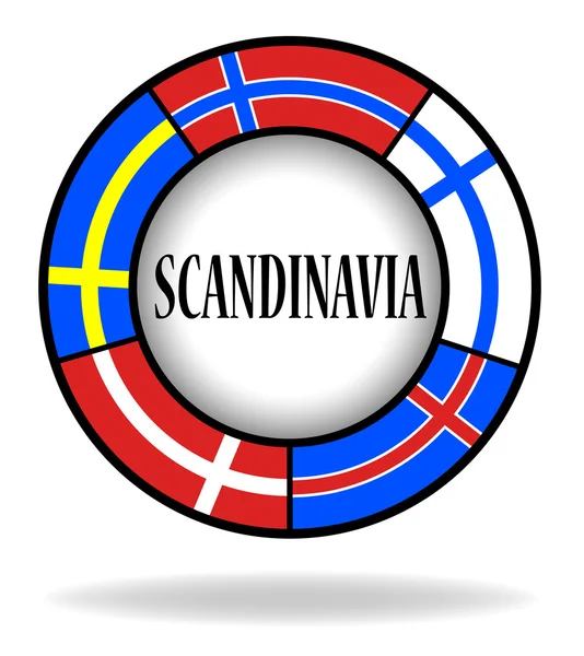 Scandinavische vlaggen in een cirkel — Stockvector