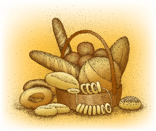 Productos de panadería ilustración dibujada a mano — Archivo Imágenes Vectoriales