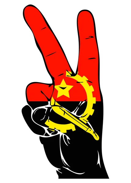 Signo de paz de la bandera de Angola — Vector de stock