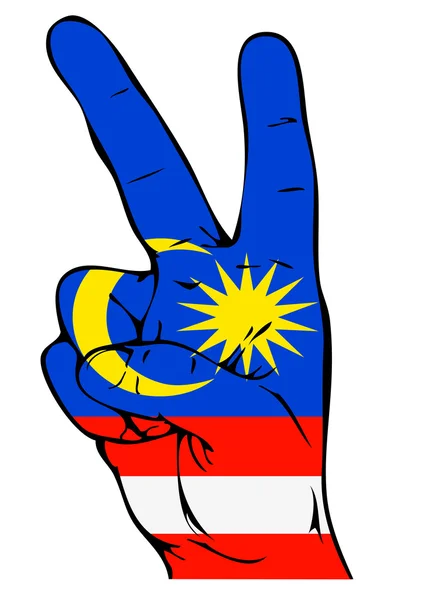Tanda Kedamaian bendera Malaysia - Stok Vektor