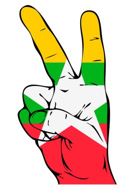 Peace Sign of the Myanmar flag clipart