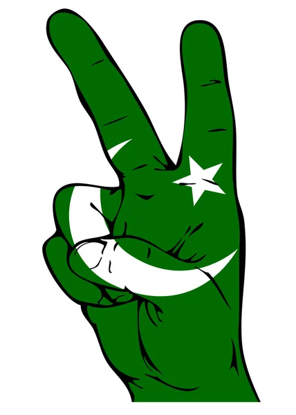 Signo de paz de la bandera paquistaní — Vector de stock