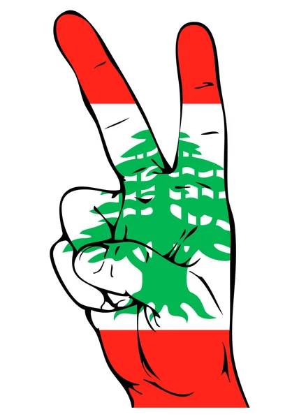 Signe de Paix du drapeau libanais — Image vectorielle