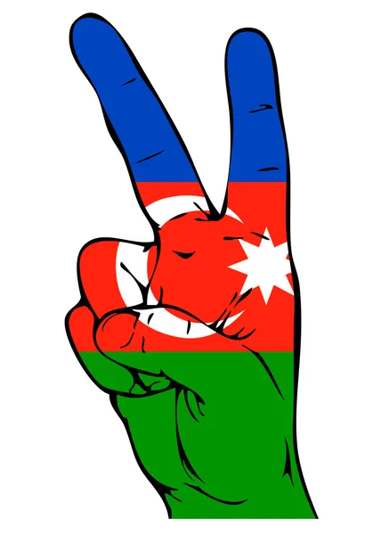 Signo de paz de la bandera de Azerbaiyán — Vector de stock