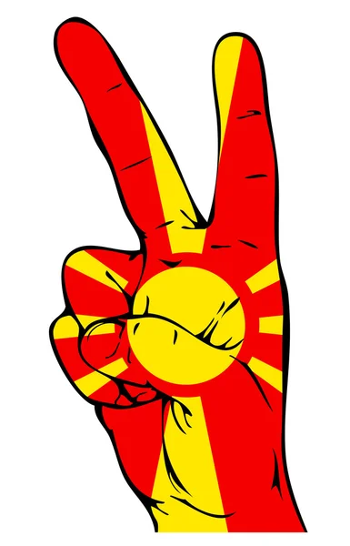 Signo de paz de la bandera macedonia — Vector de stock