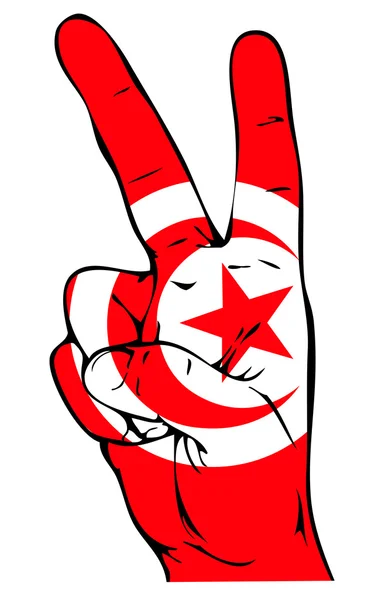 Signe de Paix du drapeau tunisien — Image vectorielle