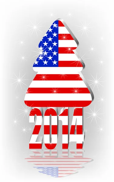 挂满美国国旗的圣诞树 — 图库矢量图片