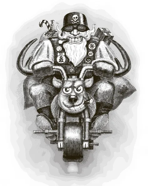 Motociclista de Santa Claus Ilustración De Stock