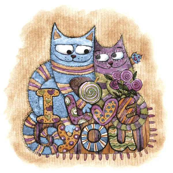 Chats amoureux — Image vectorielle