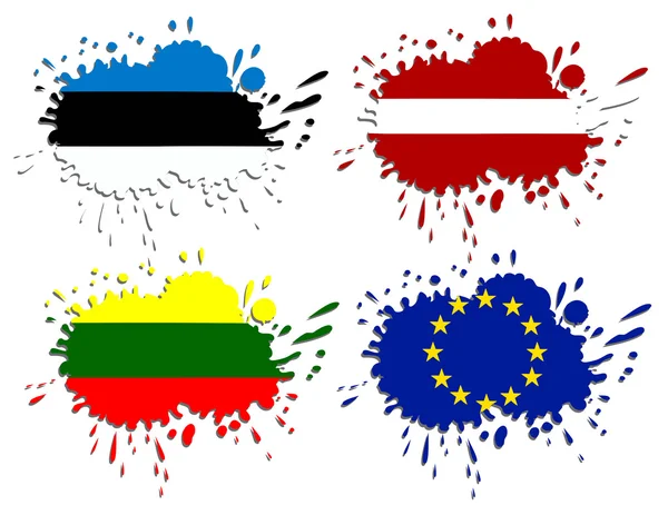 Lijst van vlaggen van Baltische als vlekken — Stockvector