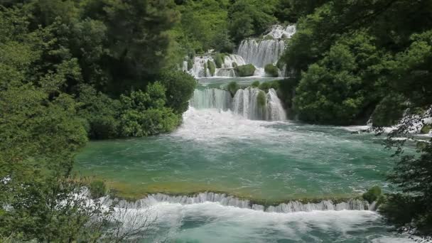 Cascada en el parque nacional KRKA, Croacia — Vídeos de Stock