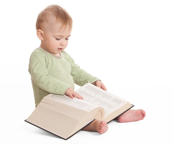 Infant with a book — Stock Photo, Image