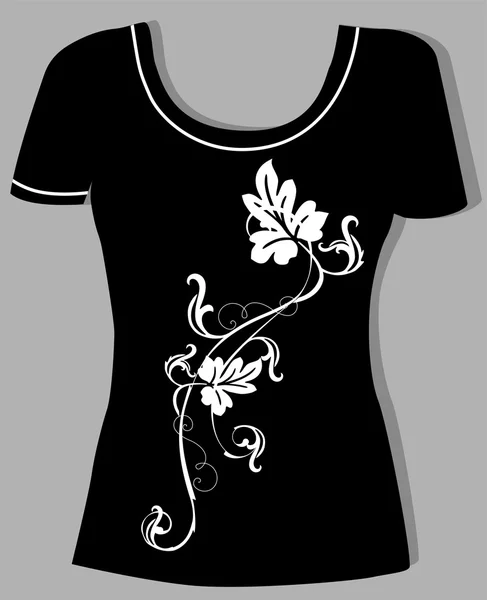 T-shirt design avec élément floral vintage — Image vectorielle