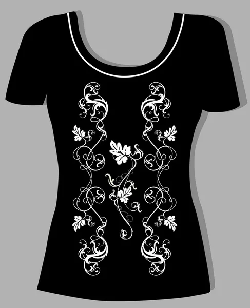 T-shirt design avec élément floral vintage — Image vectorielle