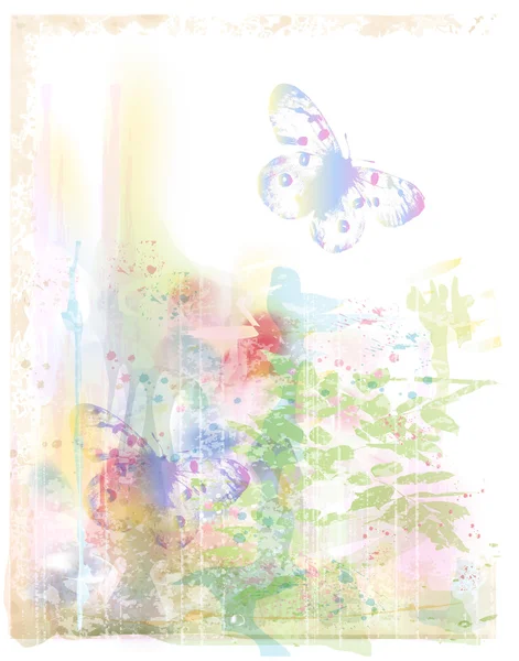 Aquarell Hintergrund mit Schmetterlingen — Stockvektor