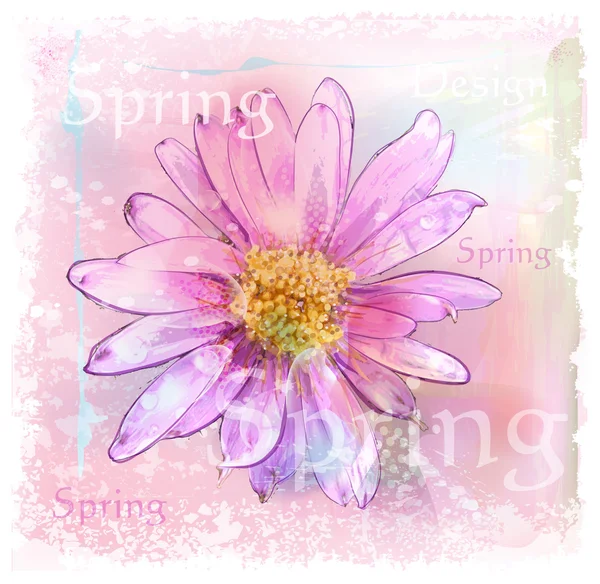 Pink flower with dew drops — Stock Vector