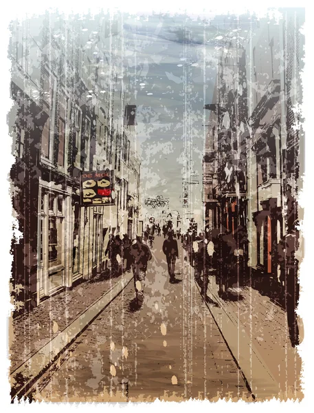 Illustration de rue de la ville. Style aquarelle . — Image vectorielle