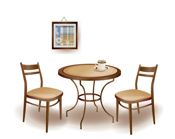 Εικονογράφηση από το στρογγυλό τραπέζι και οι καρέκλες — Διανυσματικό Αρχείο