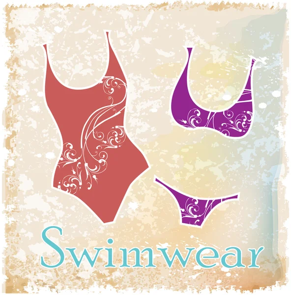 Silhouette di bikini con disegno floreale — Vettoriale Stock