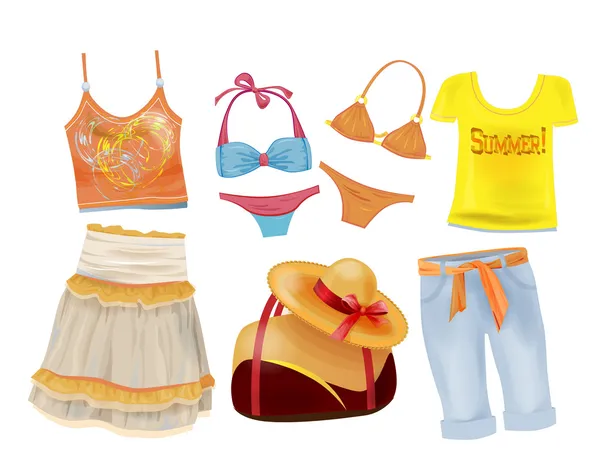 Set van zomer kleding voor meisjes — Stockvector