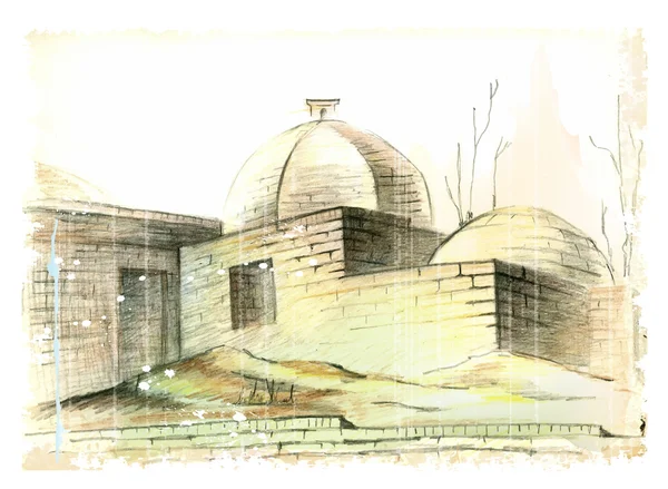 Handgezeichnete Illustration der muslimischen Architektur — Stockvektor