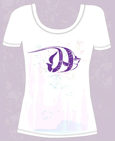 Camiseta con peces abstractos — Vector de stock