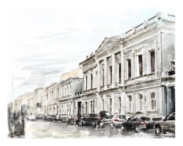city scape suluboya çizimi