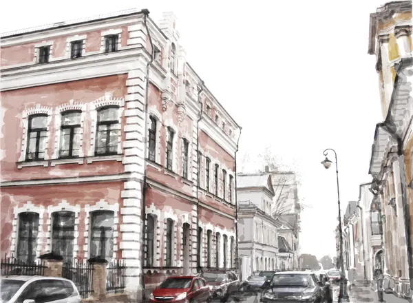 Aquarell-Illustration des Stadtbildes — Stockvektor