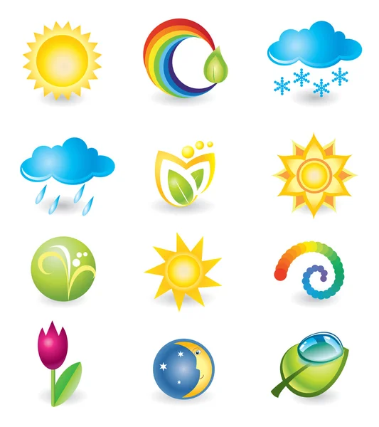 Uppsättning ikoner. natur och väder — Stock vektor