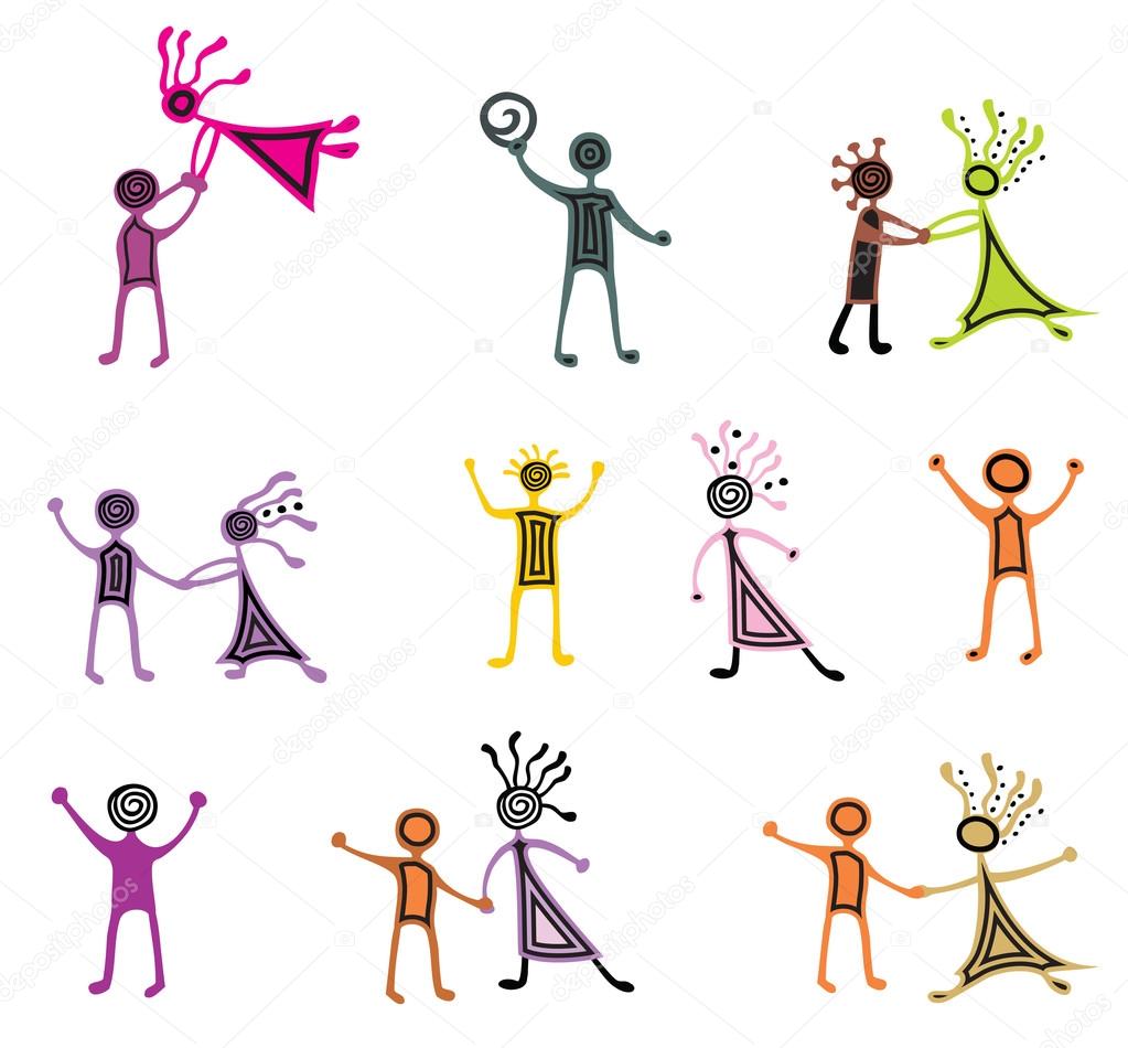 Drawing pictograms of dancing people