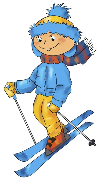 Chłopiec na nartach — Wektor stockowy