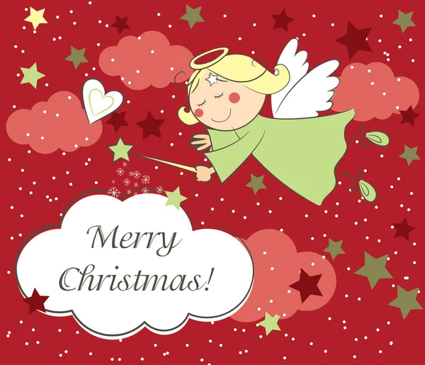 Рождественская открытка с ангелом — стоковый вектор