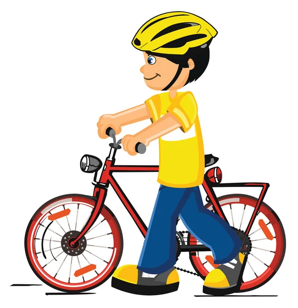 Pojke med en cykel — Stock vektor
