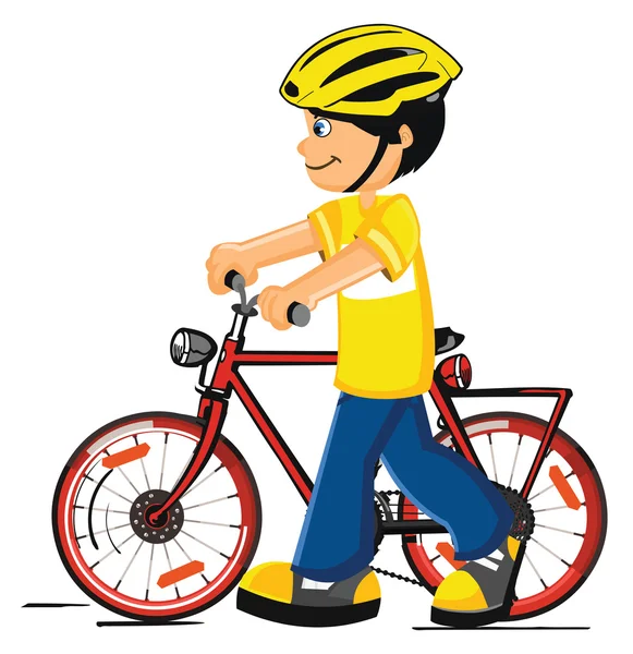 Niño con una bicicleta — Vector de stock