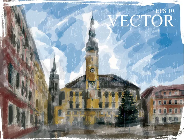 Illustration of Christmas city street. — Stock Vector