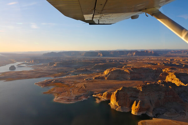 Lake Powell photographed from the plane.