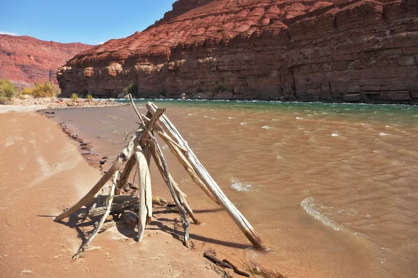 Indian ritual construction of poles — Stock Photo, Image