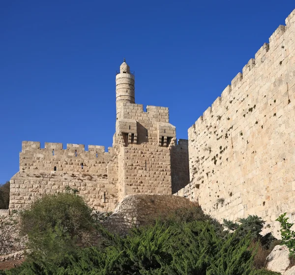 The Tower of David and sunset — Stock Photo, Image