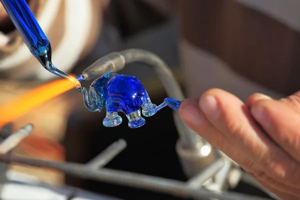 Delicate work of the glass blower — Stock Photo, Image