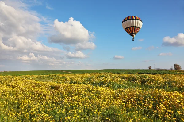 Um balão sobre o campo — Fotografia de Stock