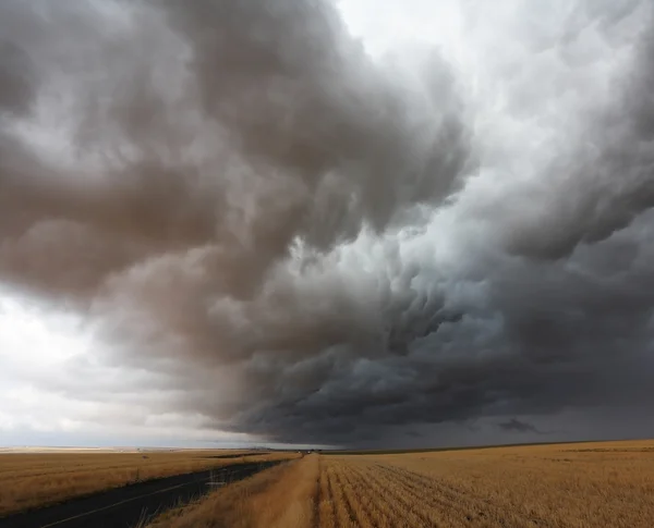 Een onweerswolk boven het veld — Stockfoto