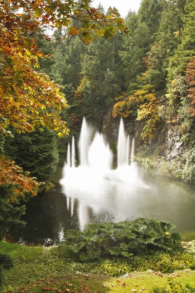 Magnífica fuente de danza en Butchard-garden — Foto de Stock