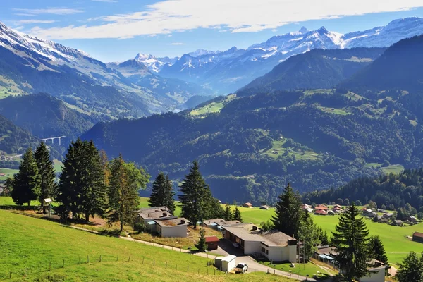 Gorgeous weather in the town of Leysin — Stock Photo, Image