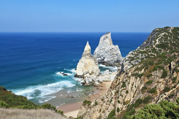 Le bizzarre rocce sulla riva dell'Oceano Atlantico — Foto Stock