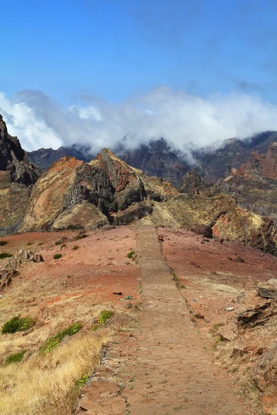 Un estrecho camino pavimentado sobre los acantilados de piedra — Foto de Stock