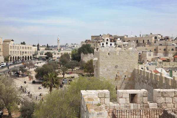 Caminhe pelas muralhas de Jerusalém — Fotografia de Stock